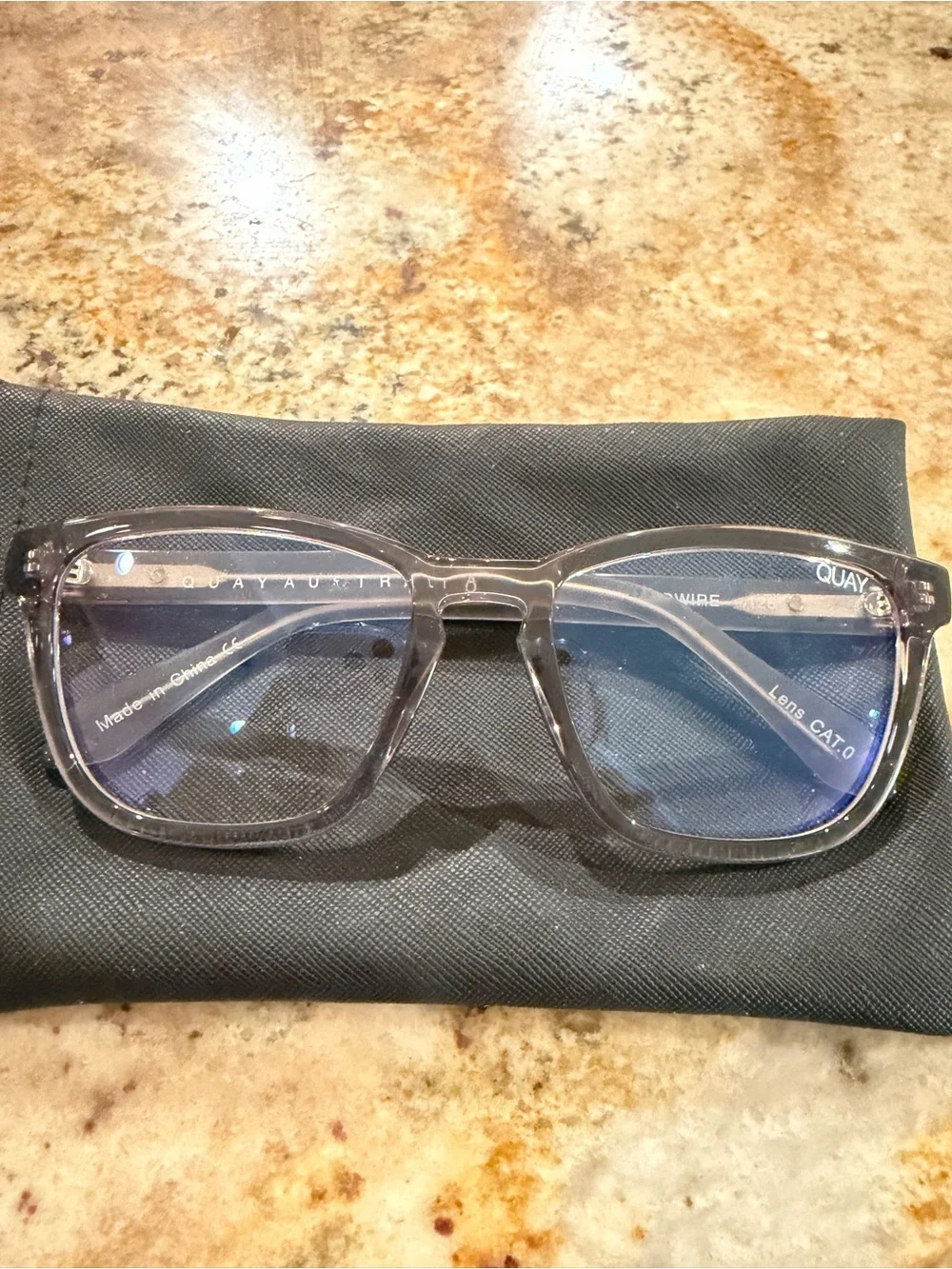 Quay Australia Clear Gray Blue-Light Blocking Men's Square Glasses